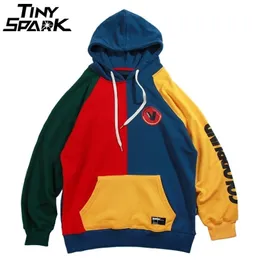 Hip Hop Hoodie Sweatshirt Herren Farbblock Patchwork Harajuku Hoodie Streetwear Casual HipHop Pullover Übergroße Herbst Neu 201114