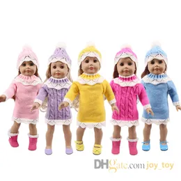 18 inch doll cloth Sweater 5 Colors with hat for America Doll Our Generation Epacket free shipping