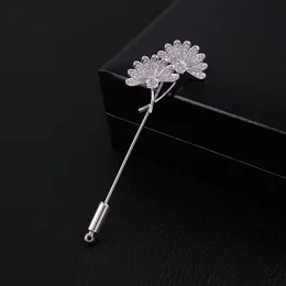 Micro-Inlaid Gem Fashion Ginkgo Leaf Men And Women High-End Crystal Pin Type Elegant Sweet Brooch