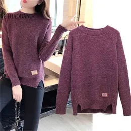 Weihaobang Kvinnor Tröjor och Pullovers Vår Höst Långärmad Pull Femme Solid Pullover Kvinna Casual Strikkad Tröja 210914