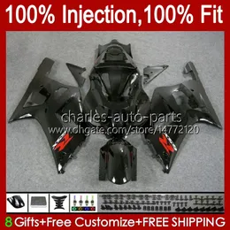 Injektionsform för Suzuki GSXR750 K1 GSXR 600 750 CC 2001 2002 2003 Bodys 37NO.18 GSXR600 GSXR-750 GSXR-600 01-03 600CC 750cc GSX-R750 01 02 03 OEM FAIRING Glansig svart