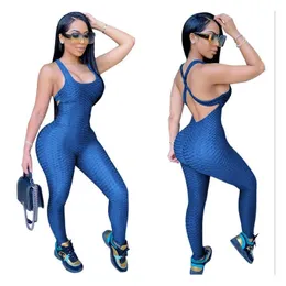 Seamless Yoga Sets Women Sleeveless Gym Clothing Back Strap Cross Yoga Set with Padded Sports Tights Rompers Fitness Jumpsuit 210527