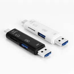 タイプC/マイクロUSB 2.0 5 in 1高速ユニバーサルOTG TFカードリーダーAndroid電話コンピューター拡張機能用マイクロSDアダプター