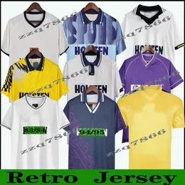 Klinsmann 08 09 Retro Jersey Jersey Vintage Gascoigne Anderton Sheringham 1990 1998 1991 1982 Ginola Ferdinand 92 94 95 uniformes centenários clássicos