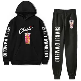 Charli D'Amelio Two-Piece Set: Trendy Hoodie Sweatpants for