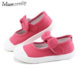 Mumoresip Children Shoes For Toddlers Girls Kids Canvas Casual Sneakers Lovely Bow-knot Soft Running Sports Flats 220115