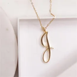 Small Cursive 26 Capital Letters Necklace Single Partner Name arabic Initial Alphabet G-P Charm Monogram Word Text Character Pendant Chain Necklaces Women Girls