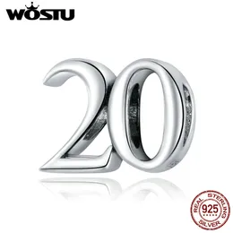 Wostu Numbers 16 Charm 925スターリングシルバーシンプルなペンダントフィットオリジナルブレスレットネックレスビーズCQC1623 Q0531