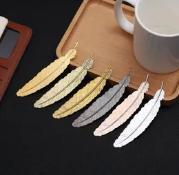 7 Colors Metal Feather Bookmark Document Book Mark Label Golden Silver Rose Gold Bookmarks Office School Supplies SN2496