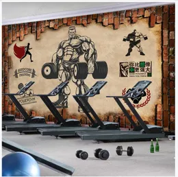 Özel Fotoğraf Kağıdı 3D GYM Murals Duvar Kağıdı Nostaljik Kırık Duvar Tuğla Duvar Retro Spor Fitness Kulübü Görüntü Duvar Arka Plan Duvar Kağıtları