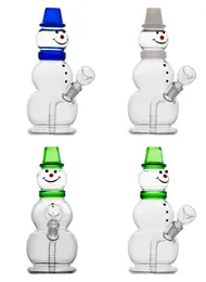 Vintage Unique 8inch SNOWMAN Glass Bong Water HOOKAH Pipes Dab Rig con perc Smoking Oil Burner With Bowl può mettere il logo del cliente