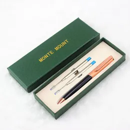 Ballpoint Pens High Quality Rose Gold Stainless Steel Rod Rotating Metal Ball Pen Commercial Gift Stationery