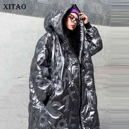 Xitao Kobiety Parki Fashion Plus Size Goddess Fan Pocket Winter Split Kapturem Kołnierz Małe Świeże Casual Parkas DMY1754 211130