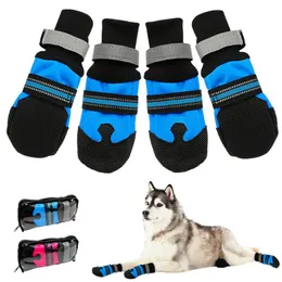 Vattentät Vinterdjur Skor Hundkläder Anti-Slip Snow Pet Boots Paw Protector Varm reflekterande för medelstora stora hundar Labrador Husky 4PCS / set