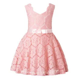 2019 New Children's Dress Spring And Summer Girls Openwork Flowers Princess Pettiskirt Baby Girls Party Embroidery Boutique Gown Q0716