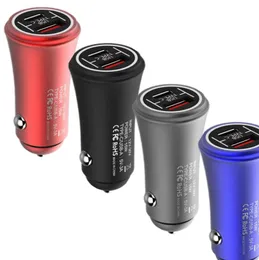 15W PD car chargers Portable Mini Alloy Metal Dual USB Type c Charger For IPhone 11 12 Samsung android phone gps pc
