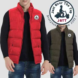 2023 Newest Jott Printed Men's Cotton Sleeveless Jacket Windproof Down Vest Outdoor Warm Waistcoat Street Style Coat