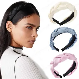 Jedwabna wyściełana opaska dla kobiet Solid Color Grube Hair Hoop Hairband Moda Bezel Hairband Girls Akcesoria do włosów