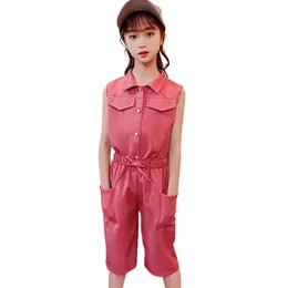 Girls Clothes Solid Vest + Short For Casual Style Kids Summer Childrens Clothing 6 8 10 12 14 210527