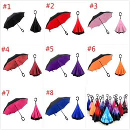 Inverted Umbrella Double Layer Reverse Rainy Sunny Umbrella with C Handle Self Standing Inside Out Special Design Free ship