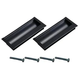 Handles & Pulls Cabinet Handle Door 2pcs With Screws Square Recessed Zinc Alloy Pull Replacement For Sliding Doors, TV Drawers Cabinets