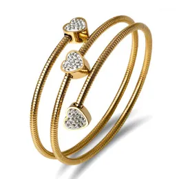 Винтажные три сердца проволочные браслеты браслеты для мужчин женщины простые кристаллы CZ из нержавеющей стали