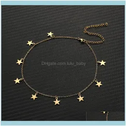 Chains & Jewelrychains Non-Fading Stainless Steel Star Gold Sier Color Necklace Women Choker Necklaces Pendants Femme Chain Jewelry Gifts Dr