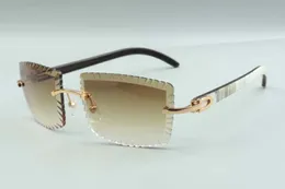 2021 Nyaste stil bästsäljande högkvalitativa skärlins solglasögon 3524021, naturlig hybrid buffel horn tempel glasögon, storlek: 58-18-140mm