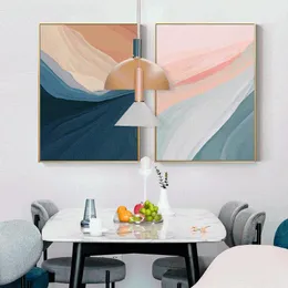 Obrazy Nordic Color Scalanie Płótno Malarstwo Sztuka Plakaty I Wydruki Moda Home Decor Wall Pictures For Living Room Abstract Style