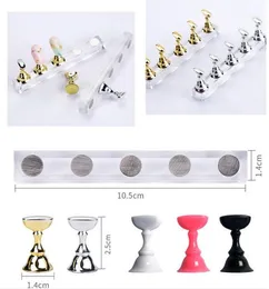 Rose gold 5pcs Nail Art Practice Display Stand Chess Board Magnetic Tips White Black Practice Holder Set Polish Gel Color Chart Tool