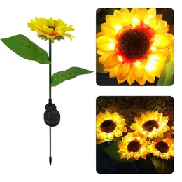 2PCS Sunflower Style Solar Light LED Lawn for Outdoor Garden Courtyard Outdoor Garden Powerful Sunflower Solar Lamps Night Light