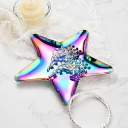 Five Pointed Star Storage Box Stainless Steel Desktop Jewelry Display Tray Multicolor Fruit Ornaments Cosmetic Food Dessert Candle Plate Pans Dish TR0055