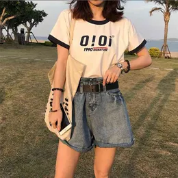 Short Sleeve Letter T Shirt Women Tops Loose Casual Korean Oversized T-shirts Ins Goth Female Harajuku T-shits Clothes 210623