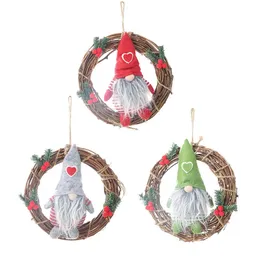 Wiszący Kapelusz Non-Woven z sercem Rattan Szwedzki Santa Gnome Handmade Figurki Domowe Ozdoby świąteczne Dekoracje Zabawki Dekoracje