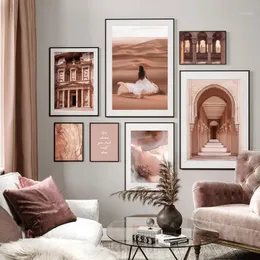 Obrazy Maroko Architektura Desert Travel Poster Photography Wall Art Prints Płótno Malarstwo do salonu Sypialnia Dekoracja domu