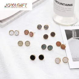 Stud joyagift ganska söt druzy crystal runda örhängen uppsättning för kvinnor flicka mode delikat genomborrade smycken presentförpackningar
