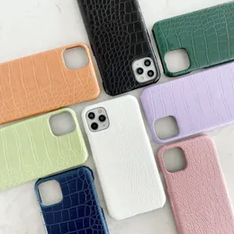 Crocodile Wzór PU Skórzany Cukierki Kolor Telefon Przypadki do iPhone'a 12 Mini 11 Pro XR XS Max X 8 7 PLUS WSPÓLNOŚĆ Ochrona kropli Hard PC Ochronna Luksusowa Projektant