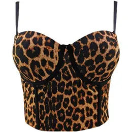 Fashion Women Outer Wear Camisole Summer Retro Leopard Print Sexy Sleeveless Short Bustier Corset Crop Tops R587 210527