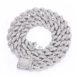 15MM Cuban Link Chain Men Iced Out Crystal Rhinestone Miami Square Cuba Necklaces Gold Color Popular Necklace Bracelets