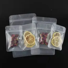 100pcs lot Frosted Transparent Zipper Bag Flat Bottom Dry Flower Packing Pouch Smell Proof Storage Packing Bags for Snack Tea