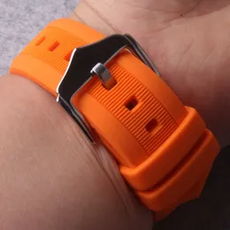 Watchband 12mm 14mm 16mm 18mm 19mm 20mm 22mm 24mm Svart Vit Röd Orange Blå Silikongummi Diver Watch Band Straps Vattentät H0915