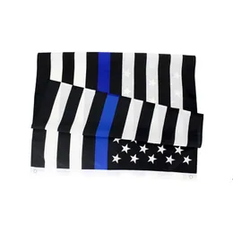 3x5FT 90cmx150cm Urzędnicy egzekwowania prawa US American Police Thin Blue Line Flag Blueline USA Flagi policyjne RRD8185