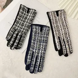 Retrò intarsi in seta piccola fragranza autunno e inverno elegante cashmere caldi guanti femminili stile coreano stile coreano ispessito ciclismo touch screen gloves fabbrica prezzo