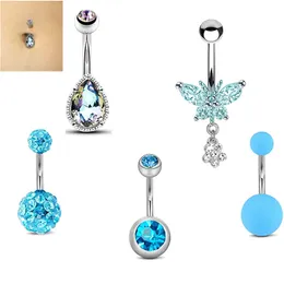 5 pcs / set navel piercing bell knapp ringar kirurgiskt rostfritt stål för kvinnor mode sommar strand fest smycken