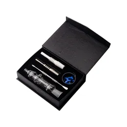 CSYC NC046 Cam Bong Sigara Boru Hediye Kutusu Set Balmumu Yemeği 14mm Kuvars Seramik Tırnak Çift İpuçları Dabber Aracı Temiz Dab Rig Borular