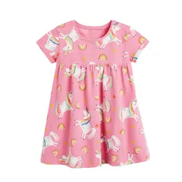 Jumping Meters Cotton Princess Unicorn Dresses for Summer Baby Clothes Animals Print Cute Costume Party Kids Girl Dress 210529