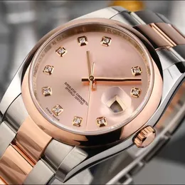 Najlepsza wersja Nowa wersja 31 mm 36mm Red Dial Watch 18k Rose Gold Asia ETA2813 Ruch Automatyczne zegarek Unisex Zegarek