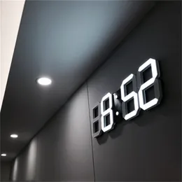 Modern Design 3D LED Wall Clock Modern Digital Alarm Clocks Display Home Living Room Office Table Desk Night Warm