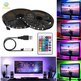 Striscia LED DC5V RGB 5050 Striscia LED USB impermeabile 1M 2M 3M 4M 5M 60LED / M Lampada decorativa retroilluminazione TV con telecomando