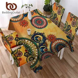 BeddingOutlet Kaleidoscope Tablecloth Bohemian Waterproof Cloth Ethnic Mandala Flowers Decorative Cover Washable 210626